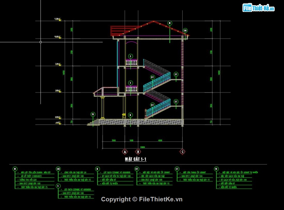 nhà lớp học,lớp học 3 tầng,file cad nhà lớp học