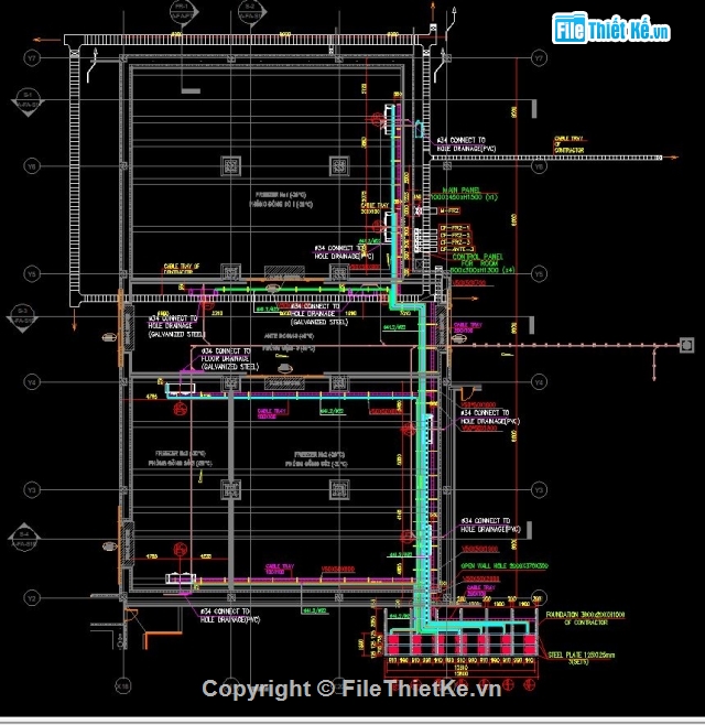 bản vẽ autocad,nhà kho phân xưởng,dàn lạnh công nghiệp