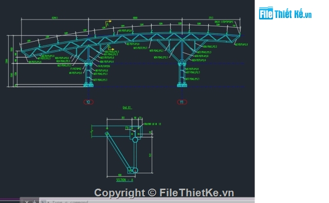 File CAD thiết kế nhà để xe máy công nhân, xe ô tô bằng kết cấu thép