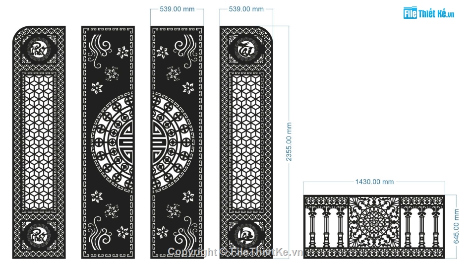 lan can,lan can cnc,cổng 4 cánh lan can,file cổng 4 cánh lan can