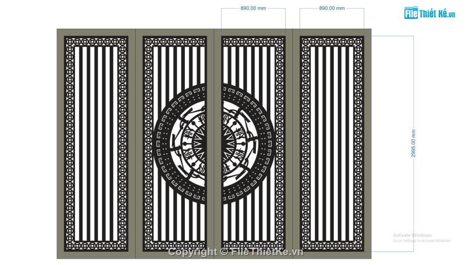 cổng 4 cánh cnc,cổng trống đồng cnc,file cnc cổng 4 cánh