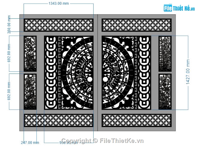 File cổng 2 cánh cnc,cổng tứ quý cnc,cổng trống đồng,file cổng 2 cánh