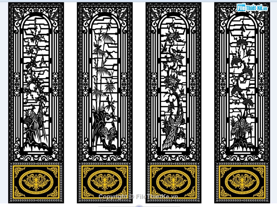 cổng tứ quý cnc,file cnc cổng tứ quý,mẫu cổng tứ quý cnc