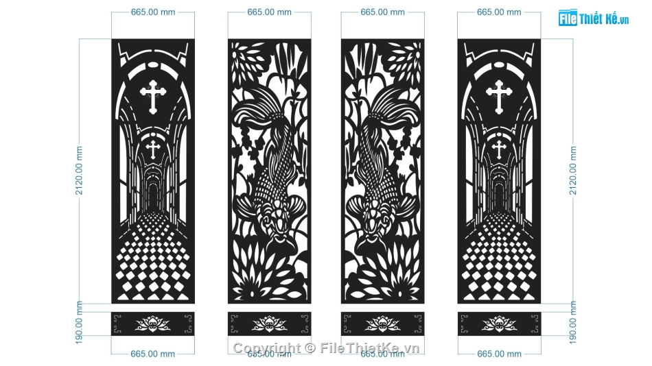 mẫu cổng 4 cánh,file cnc cổng cá chép hoa sen,file cnc cá chép hoa sen