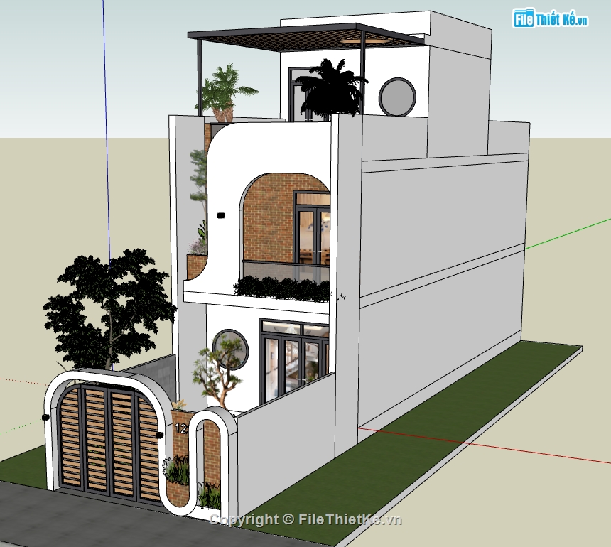 file su nhà phố 2 tầng 1 tum,model sketchup nhà phố 2 tầng 1 tum,file sketchup nhà phố 2 tầng 1 tum,3d nhà phố 2 tầng 1 tum