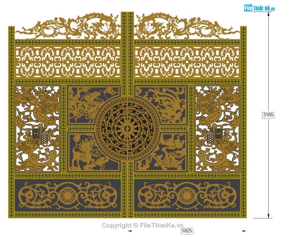 cổng tứ linh cnc,file cnc cổng tứ linh,mẫu cổng tứ linh