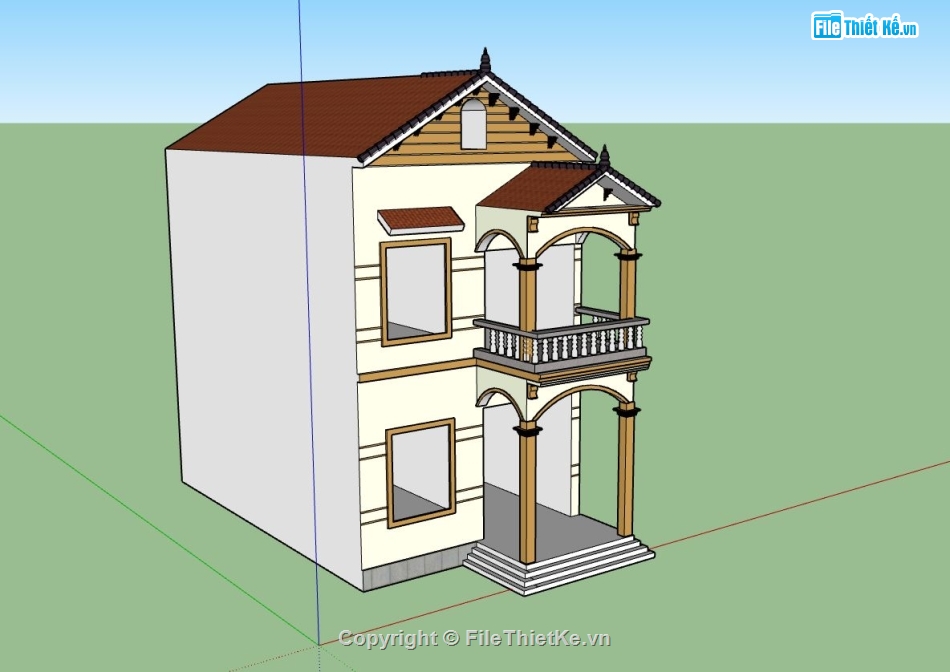 nhà phố 2 tầng,model sketchup nhà phố 2 tầng,hồ sơ thiết kế nhà phố 2 tầng,phối cảnh nhà phố 2 tầng