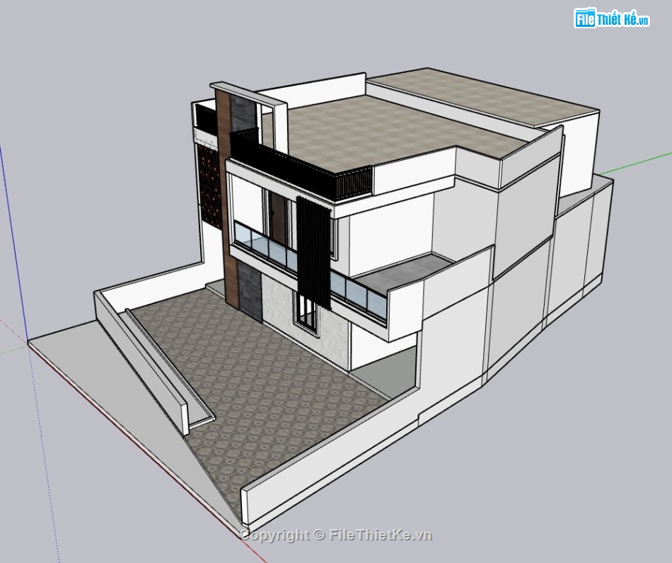 nhà 2 tầng,sketchup nhà 2 tầng,sketchup nhà 2 tầng hiện đại