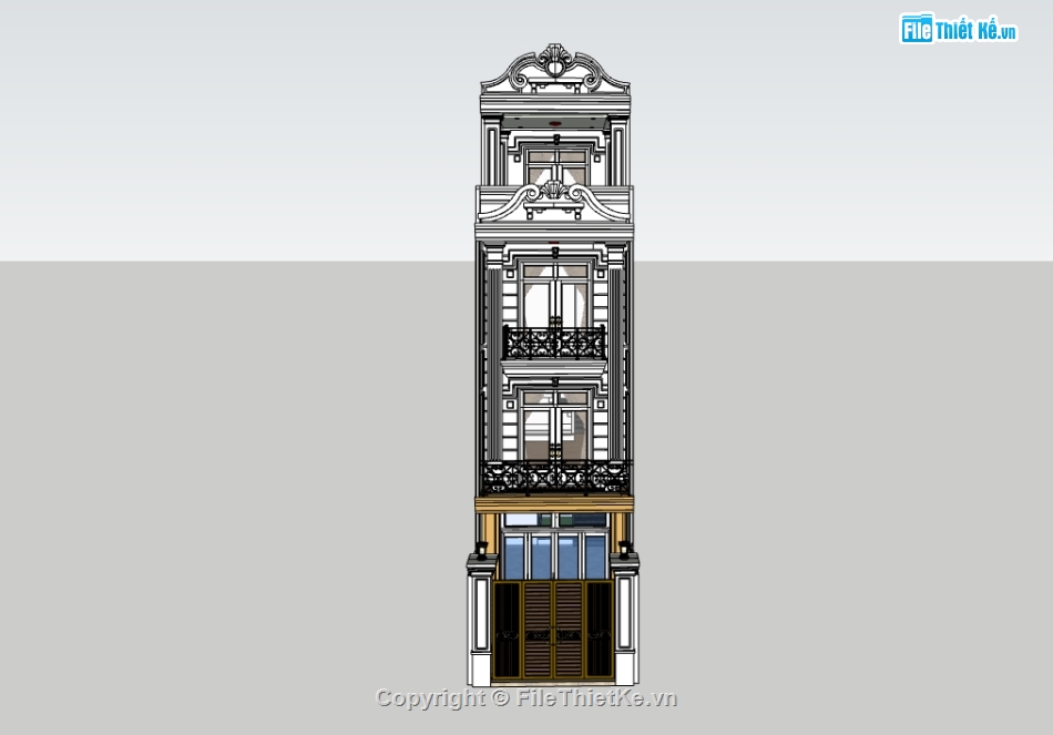 nhà 4 tầng,su nhà phố,sketchup nhà phố