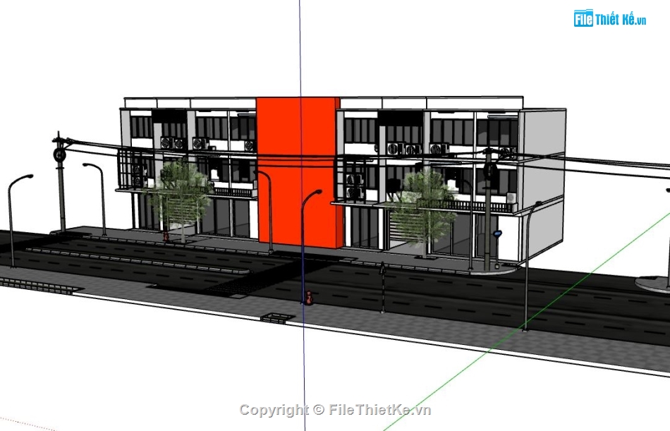 nhà phố 2 tầng,model su nhà phố 2 tầng,sketchup nhà phố 2 tầng