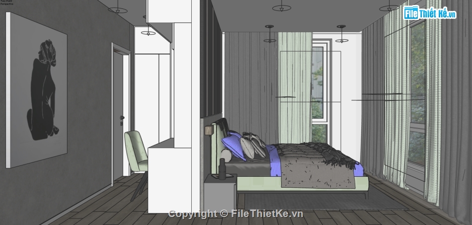 nội thất phòng ngủ,File sketchup nội thất phòng ngủ,sketchup thiết kế nội thất,mẫu sketchup nội thất phòng ngủ