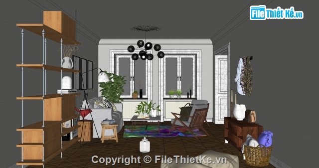 full setting ánh sáng vật liệu,nội thất đẹp,Sketchup nội thất,File nội thất