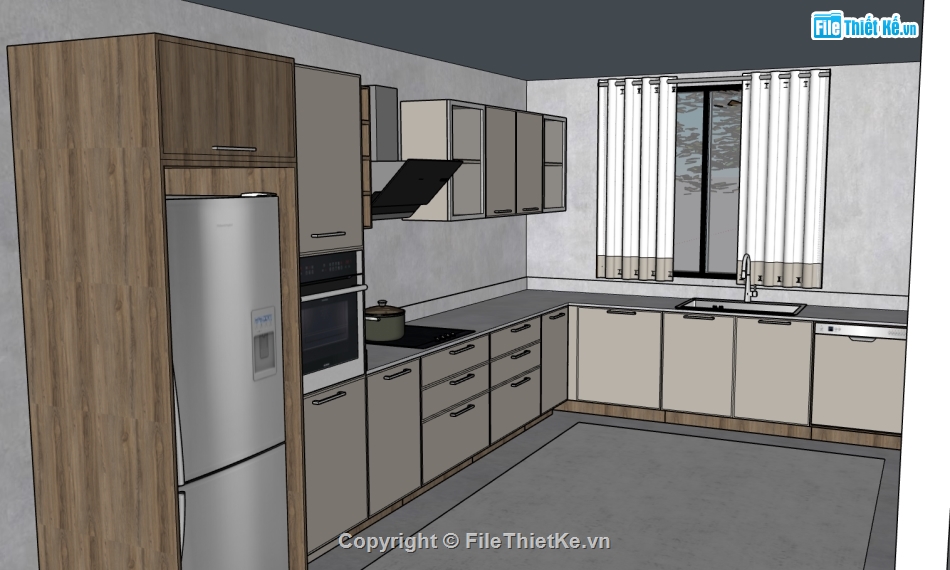 phòng bếp,phòng bếp sketchup,sketchup phòng bếp đẹp