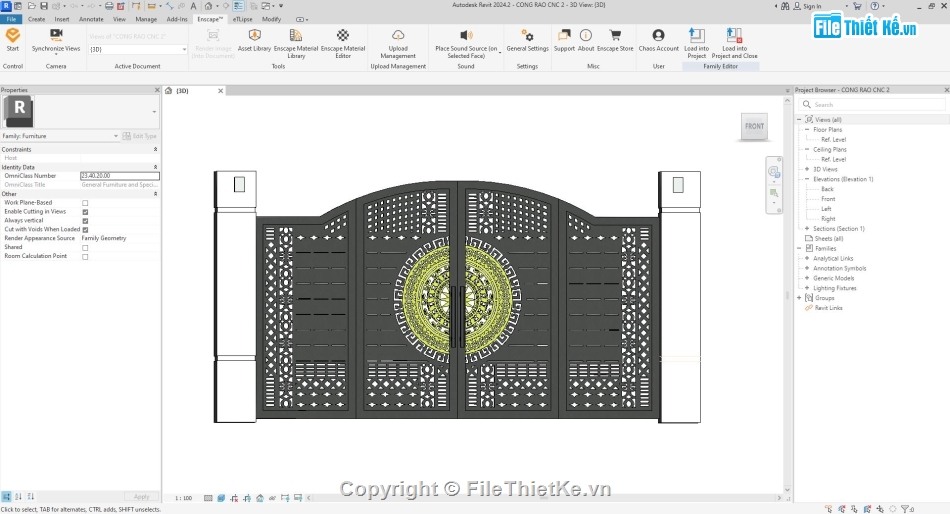 cổng rào cnc,revit cổng,file revit cổng