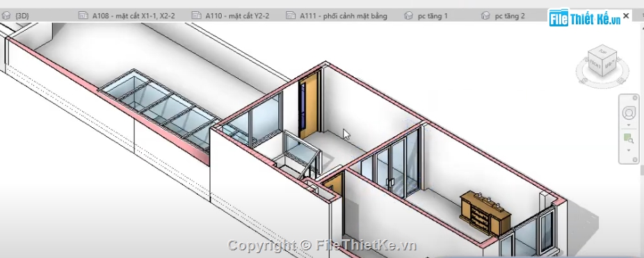 nhà phố 3 tầng revit,Revit nhà phố 3 tầng,file revit nhà phố 3 tầng,revit nhà phố,Nhà phố 3 tầng 5.38x22.85m