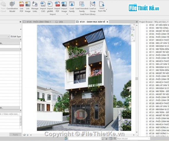 nhà phố 3 tầng,revit nhà phố 3 tầng,file revit nhà phố 3 tầng