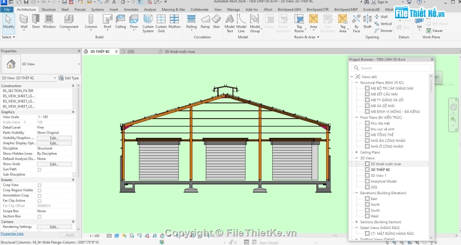 nhà xưởng,revit,nhà kho,Revit nhà xưởng