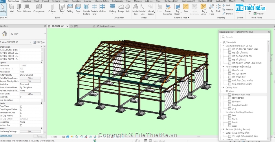 nhà xưởng,revit,nhà kho,Revit nhà xưởng