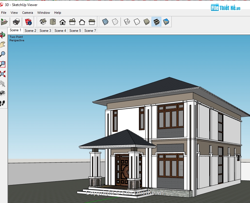 biệt thự 2 tầng,biệt thự hiện đại,sketchup biệt thự,file su biệt thự 2 tầng,su biệt thự 2 tầng,Sketchup 2017 biệt thự 2 tầng