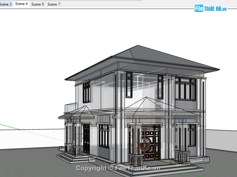 biệt thự 2 tầng,biệt thự hiện đại,sketchup biệt thự,file su biệt thự 2 tầng,su biệt thự 2 tầng,Sketchup 2017 biệt thự 2 tầng