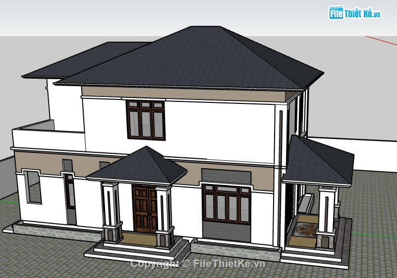 biệt thự 2 tầng,biệt thự hiện đại,sketchup biệt thự,file su biệt thự 2 tầng,su biệt thự 2 tầng,Sketchup 2017 biệt thự 2 tầng