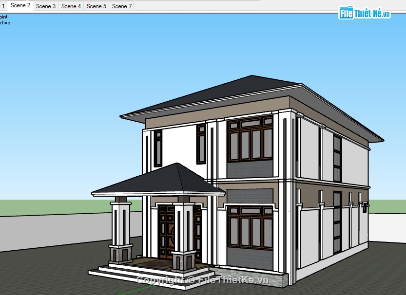 biệt thự 2 tầng,biệt thự hiện đại,sketchup biệt thự,file su biệt thự 2 tầng,su biệt thự 2 tầng,Sketchup 2017 biệt thự 2 tầng