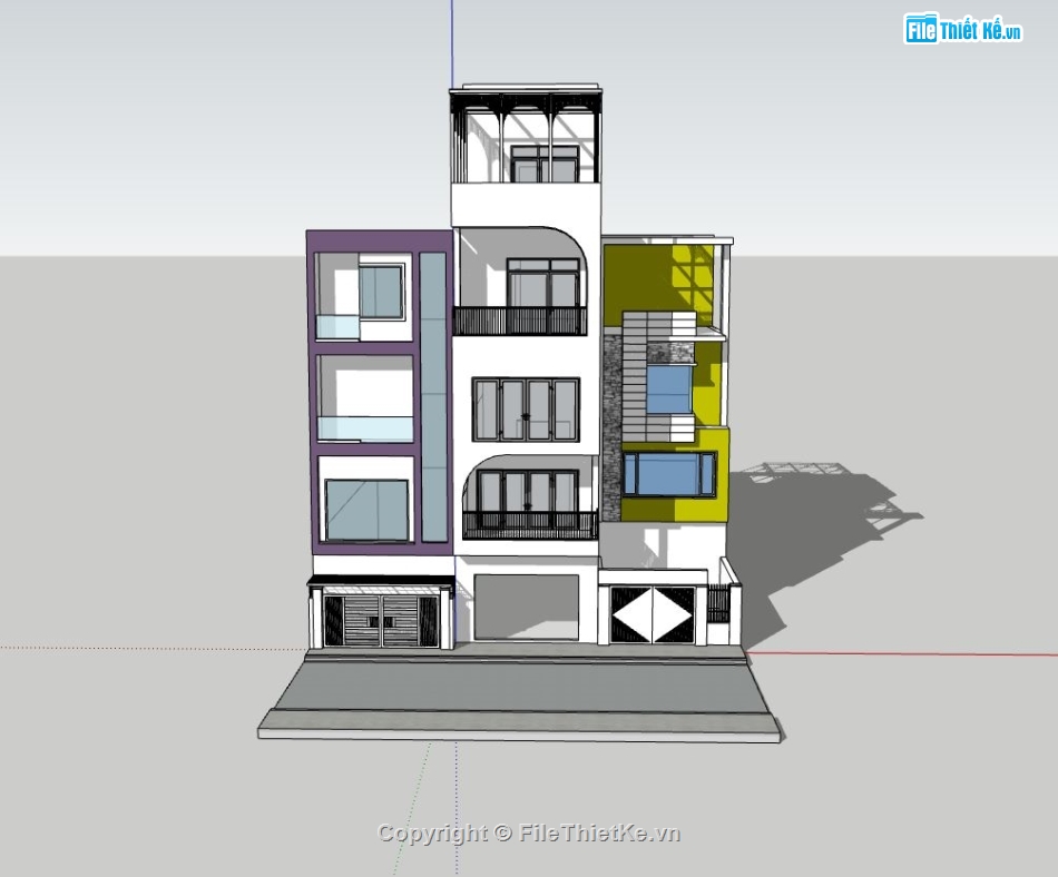 nhà phố sketchup,nhà phố hiện đại,file sketchup nhà phố