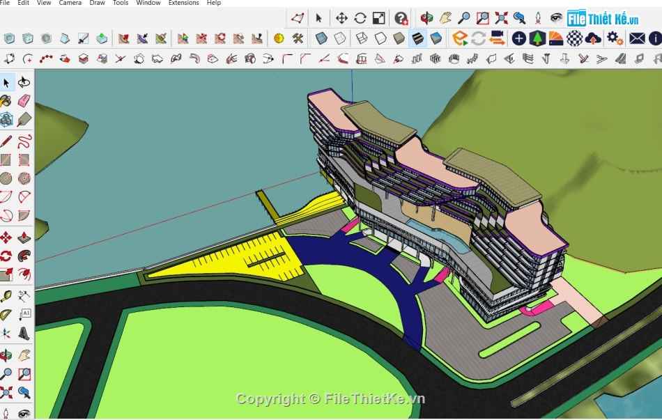 File sketchup khách sạn,khách sạn cad đồ án,File cad