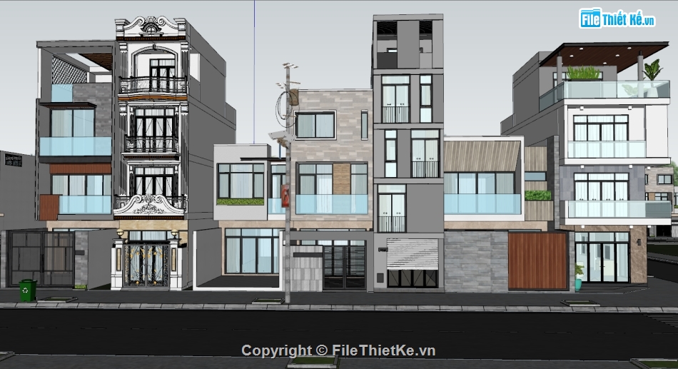 mẫu nhà phố file sketchup,File su nhà phố liền kề,Sketchup mẫu nhà phố liền kề,nhà phố sketchup,File sketchup nhà phố hiện đại
