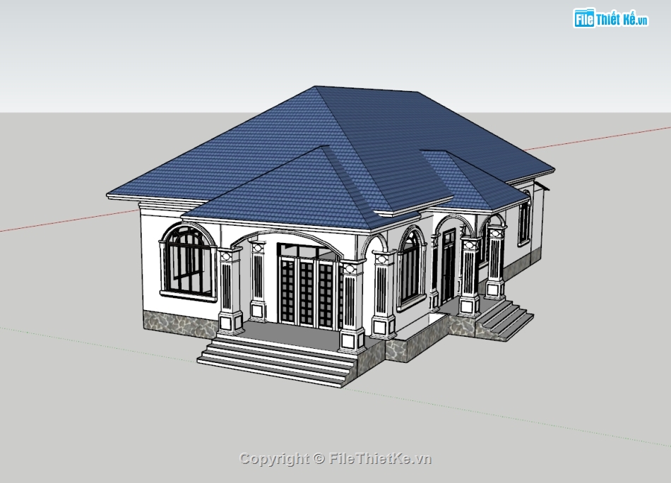 su biệt thự,sketchup biệt thự,su biệt thự 1 tầng,sketchup biệt thự 1 tầng