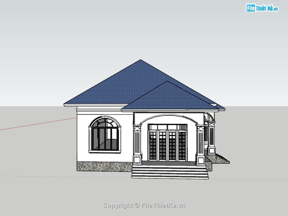 su biệt thự,sketchup biệt thự,su biệt thự 1 tầng,sketchup biệt thự 1 tầng