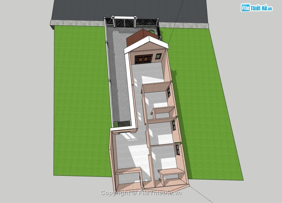 biệt thự 1 tầng,sketchup biệt thự 1 tầng,model su biệt thự 1 tầng,phối cảnh biệt thự 1 tầng