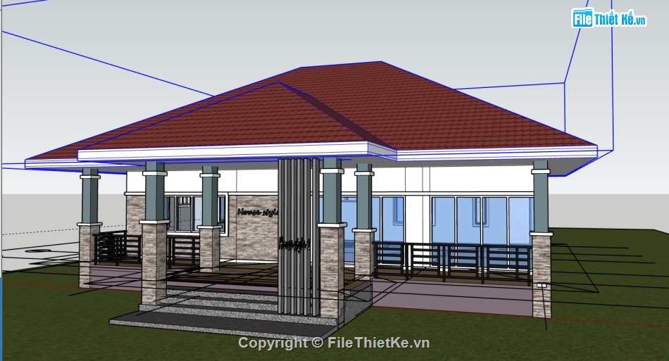 biệt thự 1 tầng file sketchup,biệt thự 1 tầng file su,file sketchup biệt thự 1 tầng,biệt thự 1 tầng