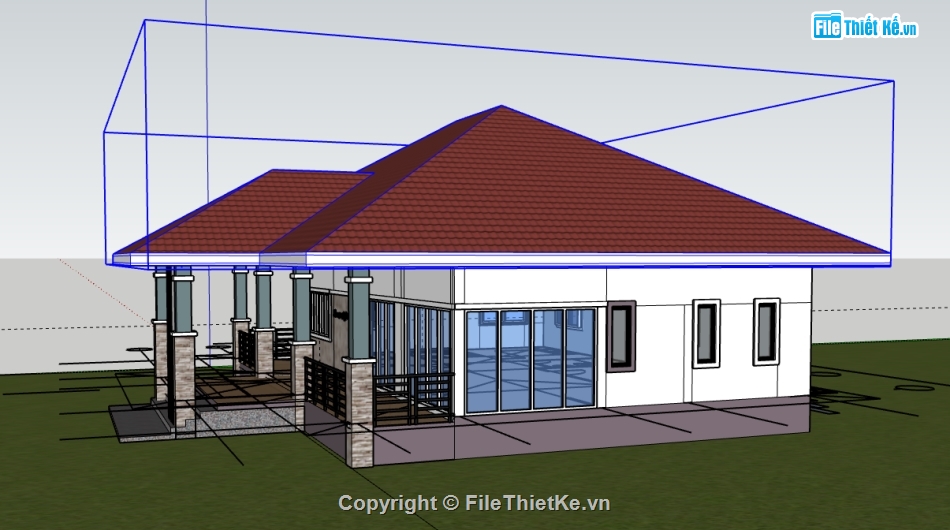 biệt thự 1 tầng file sketchup,biệt thự 1 tầng file su,file sketchup biệt thự 1 tầng,biệt thự 1 tầng