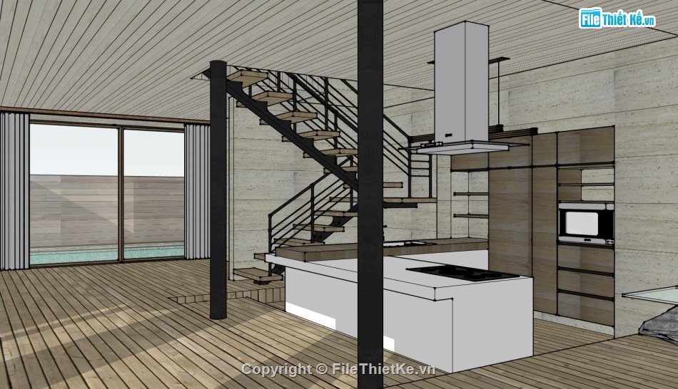 biệt thự 2 tầng,sketchup biệt thự,mẫu su biệt thự 2 tầng,phối cảnh biệt thự 2 tầng