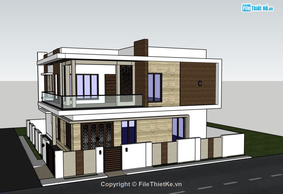 biệt thự 2 tầng,File sketchup biệt thự 2 tầng,model biệt thự sketchup