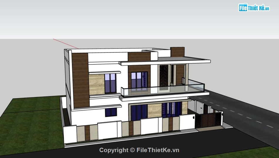 biệt thự 2 tầng,File sketchup biệt thự 2 tầng,model biệt thự sketchup