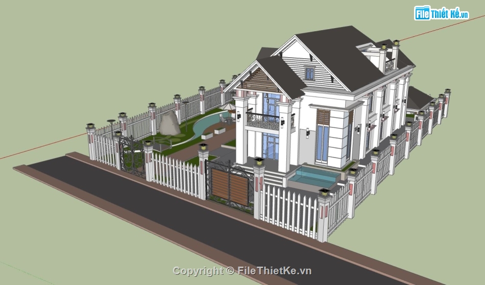 biệt thự 2 tầng,model su biệt thự 2 tầng,mẫu sketchup biệt thự 2 tầng