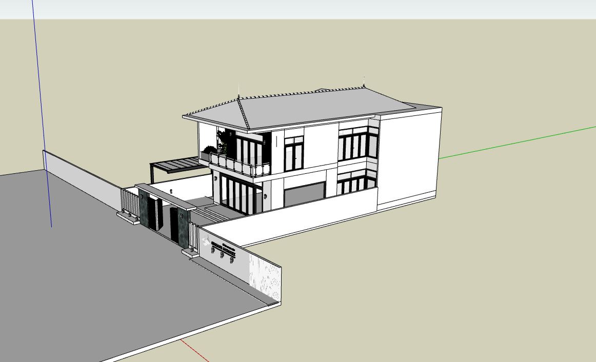 biệt thự 2 tầng,biệt thự sketchup,mẫu biệt thự 2 tầng đẹp,phối cảnh biệt thự