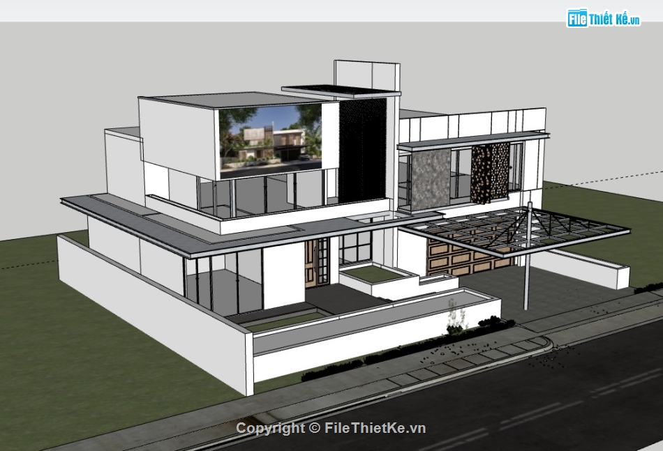 biệt thự 2 tầng,biệt thự sketchup,sketchup biệt thự,su biệt thự 2 tầng,sketchup biệt thự 2 tầng