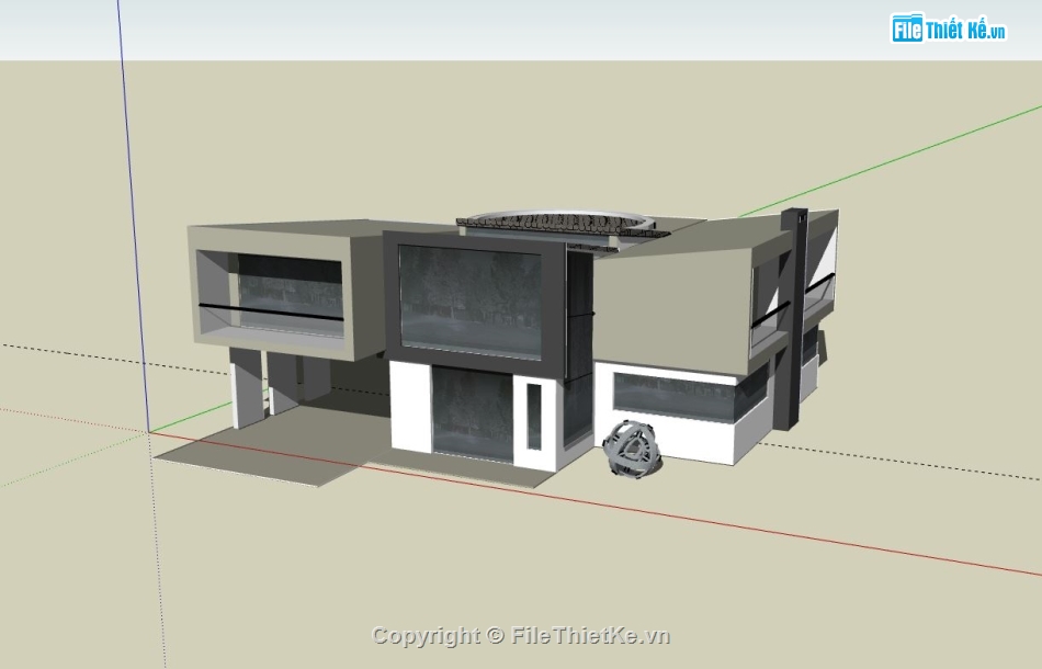 biệt thự 2 tầng,sketchup biệt thự,phối cảnh biệt thự 2 tầng