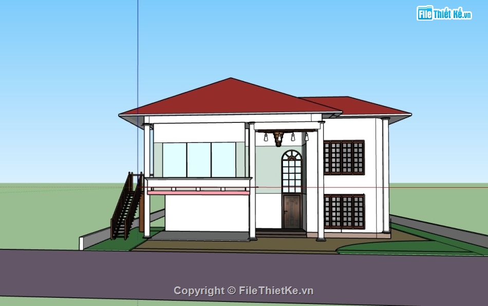 biệt thự 2 tầng,biệt thự sketchup,model su biệt thự 2 tầng,file biệt thự 2 sketchup