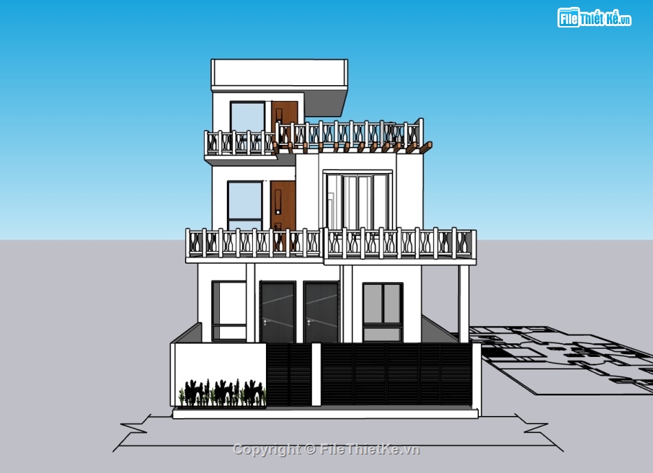 Biệt thự,su biệt thự,sketchup biệt thự,su biệt thự 2 tầng