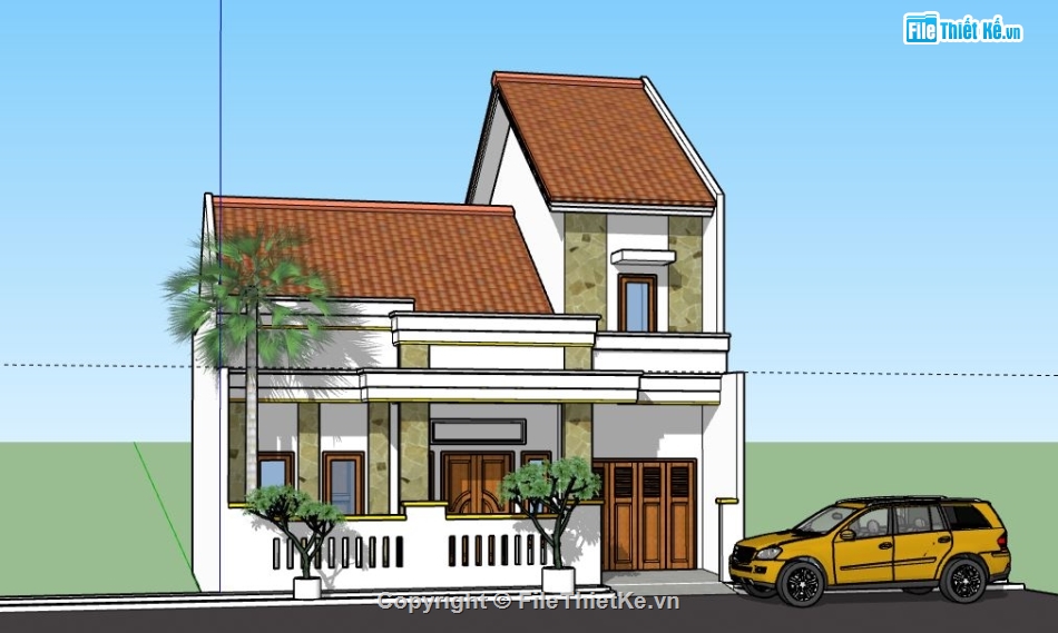 Biệt thự 2 tầng,model su biệt thự 2 tầng,biệt thự 2 tầng file sketchup