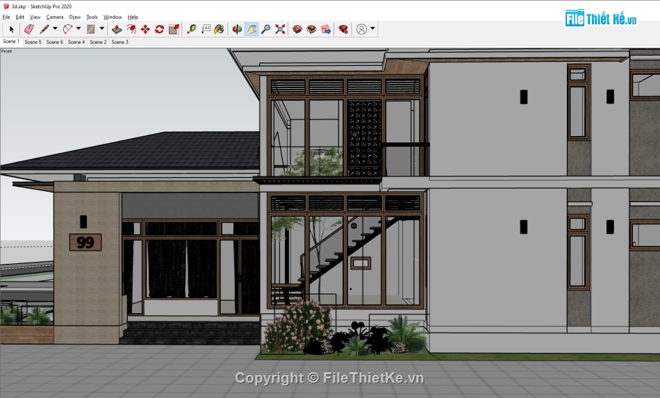 biệt thự hiện đại,Sketchup biệt thự hiện đại,biệt thự 2 tầng su,Su biệt thự 2 tầng,biệt thự 2 tầng