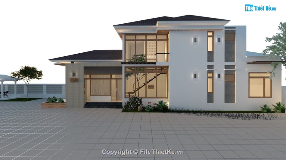 biệt thự hiện đại,Sketchup biệt thự hiện đại,biệt thự 2 tầng su,Su biệt thự 2 tầng,biệt thự 2 tầng