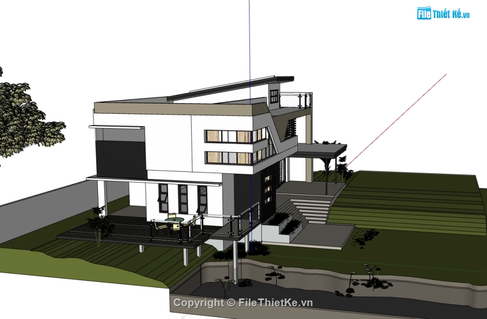 biệt thự 2 tầng,file 3d  biệt thự 2 tầng,model 3d  biệt thự 2 tầng,sketchup biệt thự 2 tầng,biệt thự sketchup,sketchup biệt thự