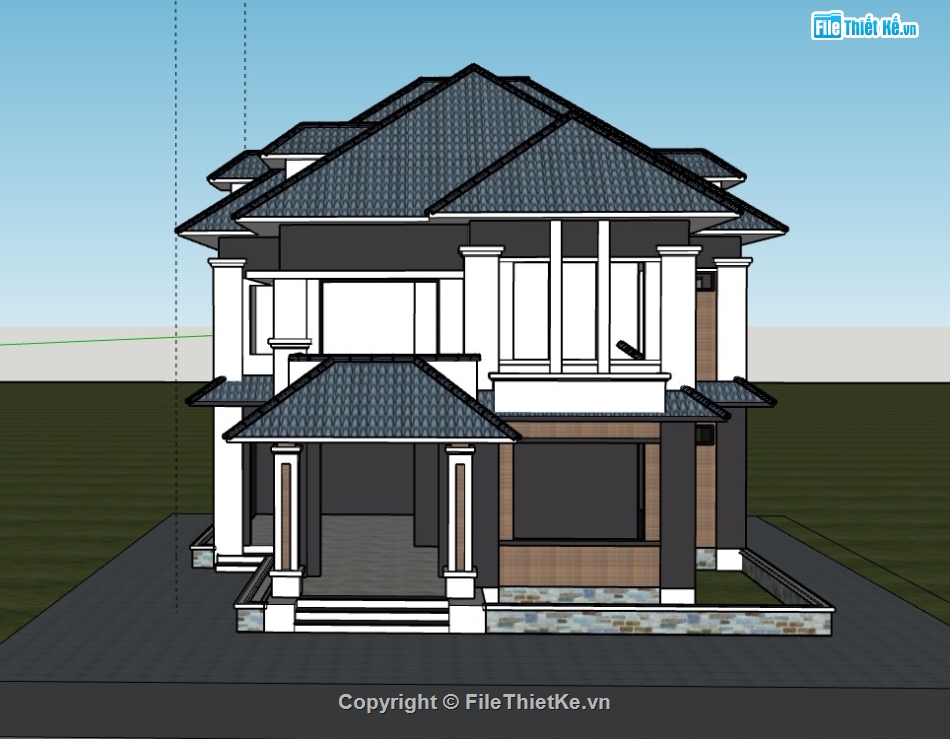 biệt thự 2 tầng,biệt thự sketchup,sketchup biệt thự,su biệt thự 2 tầng,sketchup biệt thự 2 tầng