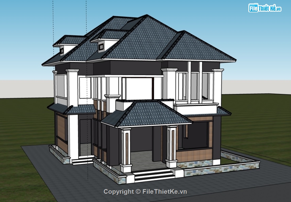 biệt thự 2 tầng,biệt thự sketchup,sketchup biệt thự,su biệt thự 2 tầng,sketchup biệt thự 2 tầng