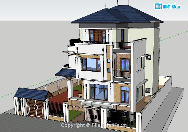 Biệt thự 3 tầng,Sketchup biệt thự 3 tầng,file su biệt thự 3 tầng,model su biệt thự 3 tầng,file 3d biệt thự 3 tầng